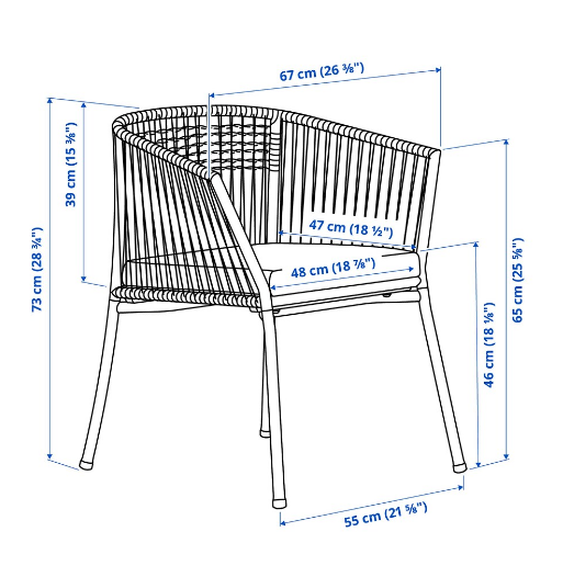 GHẾ CÓ ĐỆM NGOÀI TRỜI SEGERÖN IKEA - XANH/BE