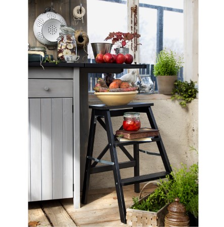 GHẾ GẬP BẬC THANG 3 BẬC BEKVÄM IKEA - MÀU ĐEN 63 cm