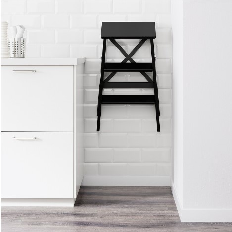 GHẾ GẬP BẬC THANG 3 BẬC BEKVÄM IKEA - MÀU ĐEN 63 cm