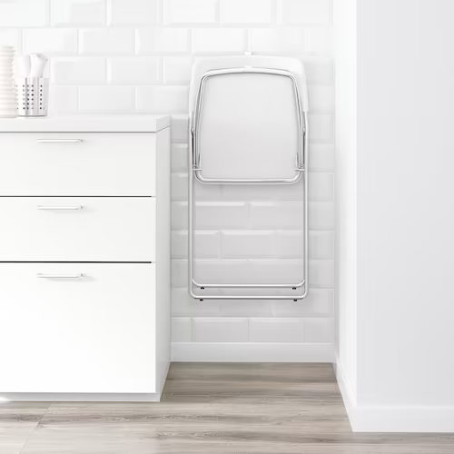 GHẾ GẤP THÔNG MINH NISSE IKEA - TRẮNG / MẠ CROM BÓNG