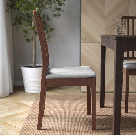GHẾ GỖ BỌC NỆM EKEDALEN IKEA - NÂU/XÁM NHẠT