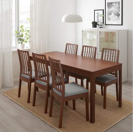 GHẾ GỖ BỌC NỆM EKEDALEN IKEA - NÂU/XÁM NHẠT