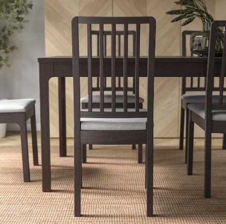 GHẾ GỖ BỌC NỆM EKEDALEN IKEA - NÂU SẪM/XÁM NHẠT