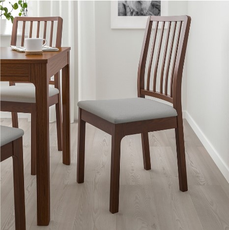 GHẾ GỖ BỌC NỆM EKEDALEN IKEA - NÂU/XÁM NHẠT