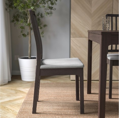 GHẾ GỖ BỌC NỆM EKEDALEN IKEA - NÂU SẪM/XÁM NHẠT