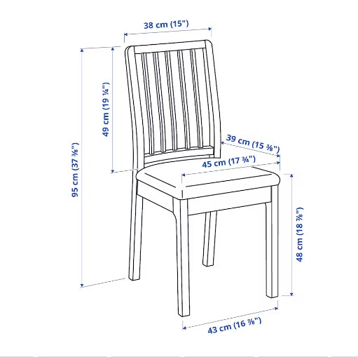 GHẾ GỖ BỌC NỆM EKEDALEN IKEA - NÂU SẪM/XÁM NHẠT