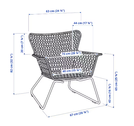 GHẾ CÓ TAY VỊN NGOÀI TRỜI HÖGSTEN IKEA - TRẮNG