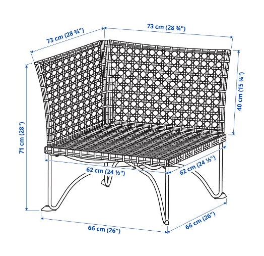 GHẾ GÓC NGOÀI TRỜI JUTHOLMEN IKEA - NÂU XÁM ĐẬM