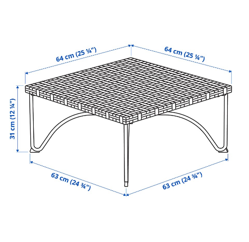 GHẾ ĐẨU NGOÀI TRỜI JUTHOLMEN IKEA - NÂU XÁM ĐẬM 65x65x31 cm