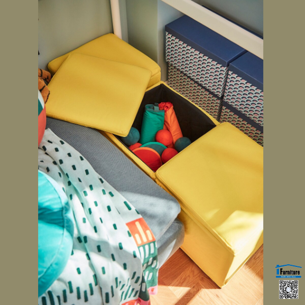 GHẾ KẾT HỢP HỘP LƯU TRỮ BOSNÄS IKEA - Màu vàng