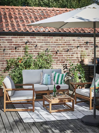 GHẾ THƯ GIÃN CÓ TAY VỊN NGOÀI TRỜI NÄMMARÖ IKEA - NÂU NHẠT