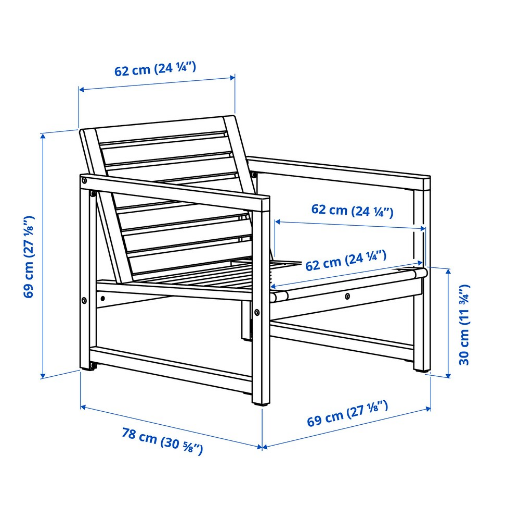 GHẾ THƯ GIÃN CÓ TAY VỊN NGOÀI TRỜI NÄMMARÖ IKEA - NÂU NHẠT