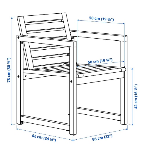 GHẾ THƯ GIÃN CÓ TAY VỊN NGOÀI TRỜI NÄMMARÖ IKEA - NÂU NHẠT