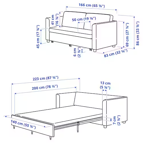 GHẾ GIƯỜNG SOFA 2 CHỖ PÄRUP IKEA - XÁM ĐEN