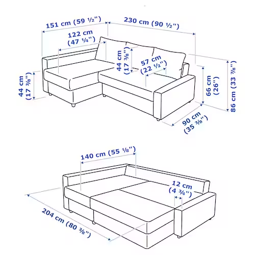 GHẾ SOFA GÓC FRIHETEN IKEA - ĐEN