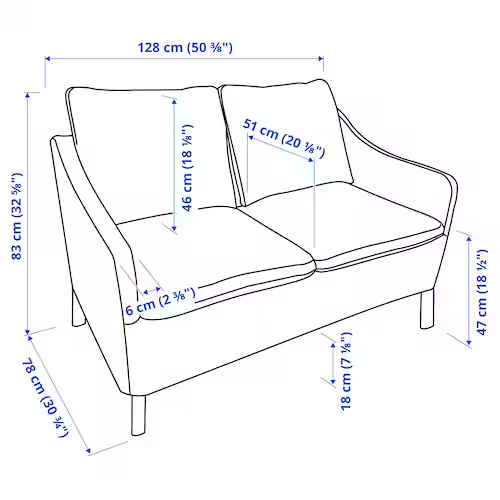 GHẾ SOFA 2 CHỖ GRUVAN IKEA - XANH