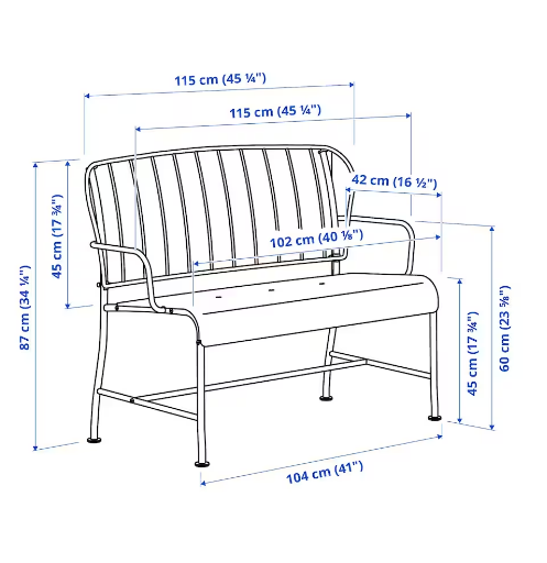 GHẾ SOFA 2 CHỖ NGOÀI TRỜI LÄCKÖ IKEA - XÁM
