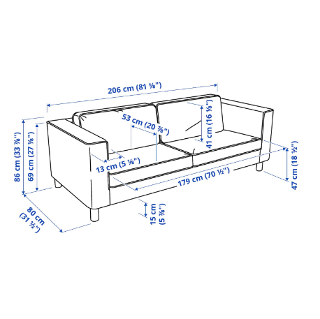 GHẾ SOFA 3 CHỖ NGỒI PÄRUP IKEA - BE Gunnared