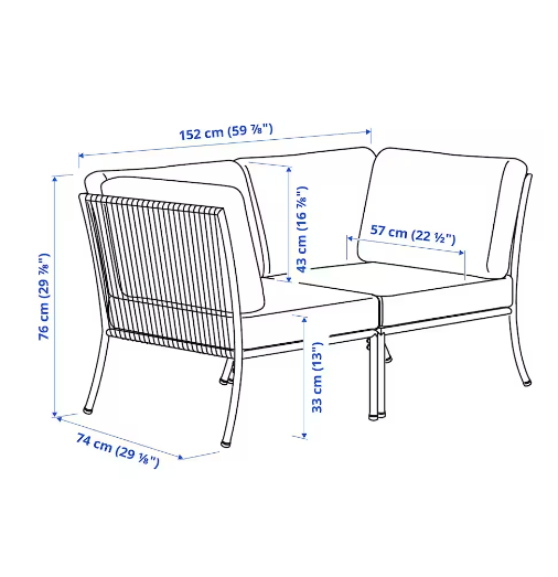 GHẾ SOFA 2 CHỖ NGOÀI TRỜI SEGERÖN IKEA - TRẮNG/BE
