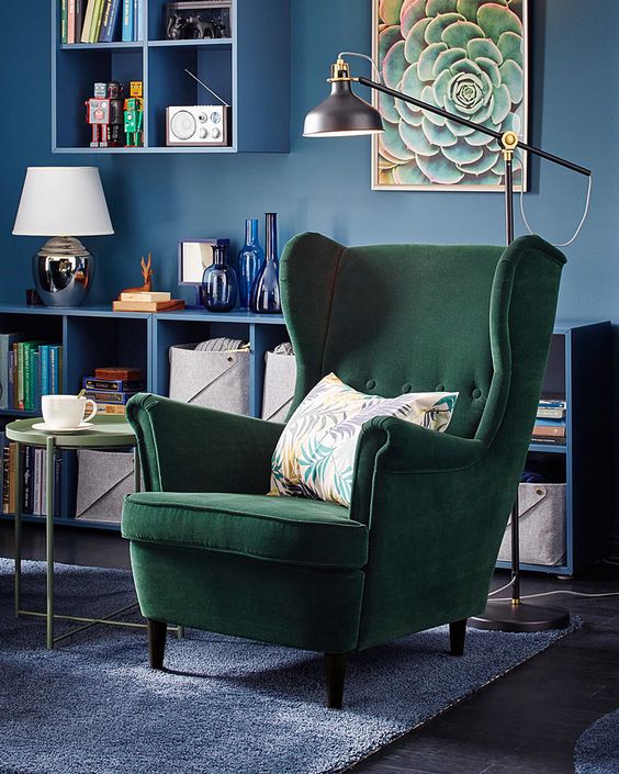 GHẾ SOFA STRANDMON IKEA - XANH ĐẬM