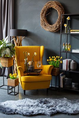 GHẾ SOFA STRANDMON IKEA - MÀU VÀNG