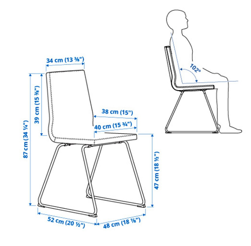 GHẾ TỰA LILLÅNÄS IKEA - MẠ CROM/ĐEN BÓNG