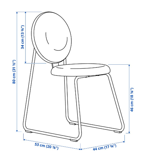 GHẾ TỰA MÅNHULT IKEA - ĐEN/XÁM XANH