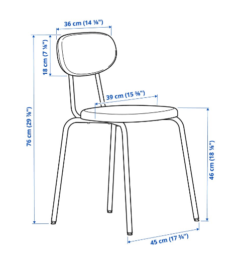 GHẾ TỰA ÖSTANO IKEA - ĐEN XÁM