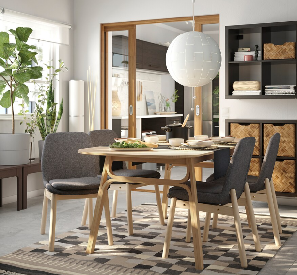 GHẾ TỰA CÓ ĐỆM VEDBO IKEA - XÁM