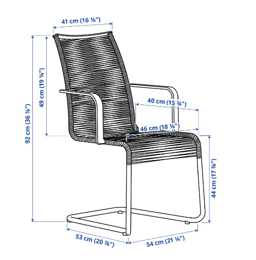 GHẾ CÓ TAY VỊN NGOÀI TRỜI VÄSMAN IKEA - ĐEN