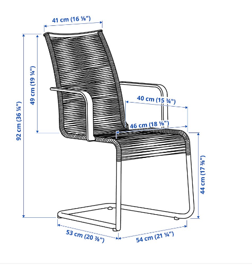 GHẾ CÓ TAY VỊN NGOÀI TRỜI VÄSMAN IKEA - TRẮNG