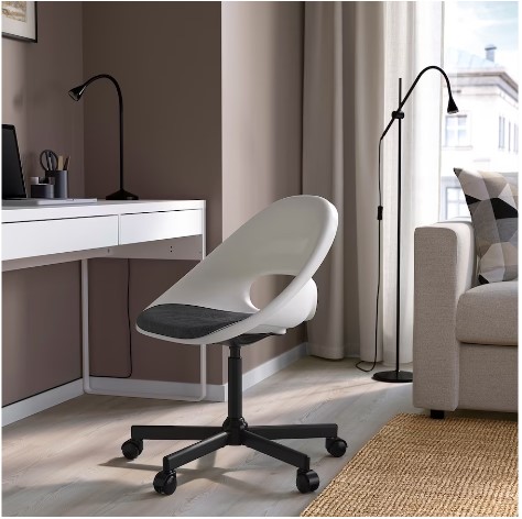 GHẾ XOAY CÓ ĐỆM LOBERGET / MALSKÄR IKEA - TRẮNG / ĐEN / XÁM ĐẬM