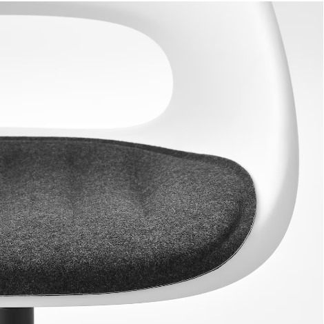 GHẾ XOAY CÓ ĐỆM LOBERGET / MALSKÄR IKEA - TRẮNG / XÁM ĐẬM