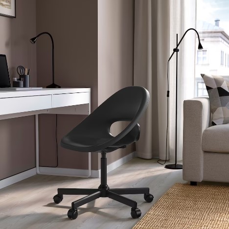 GHẾ XOAY ELDBERGET / MALSKÄR IKEA - XÁM ĐẬM / ĐEN
