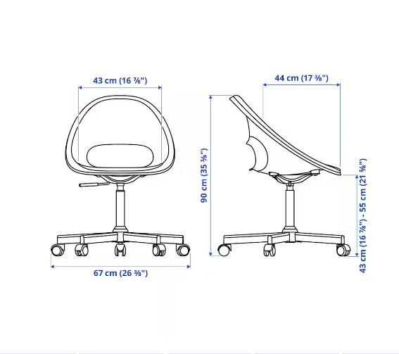 GHẾ XOAY ELDBERGET / MALSKÄR IKEA - BE / ĐEN