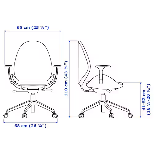 GHẾ XOAY VĂN PHÒNG CÓ TAY VỊN HATTEFJÄLL IKEA - BE/TRẮNG