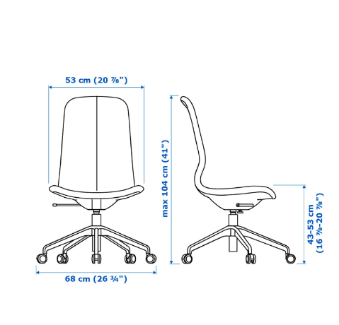 GHẾ XOAY VĂN PHÒNG LÅNGFJÄLL IKEA - BE/TRẮNG