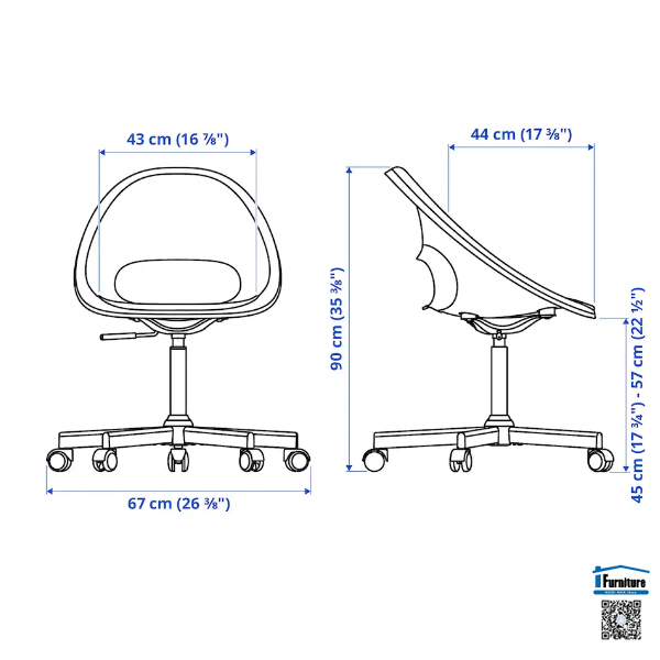 GHẾ XOAY LOBERGET / MALSKÄR IKEA - Màu trắng / đen