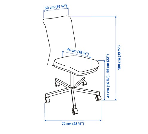 GHẾ XOAY VĂN PHÒNG TOBERGET IKEA - ĐEN