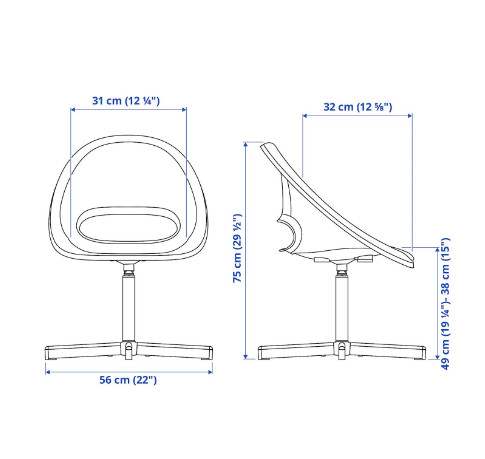 GHẾ XOAY TRẺ EM LOBERGET IKEA - TRẮNG
