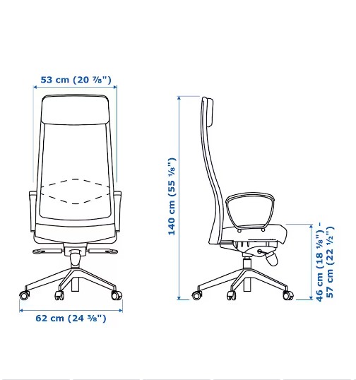 GHẾ XOAY VĂN PHÒNG MARKUS IKEA - XÁM ĐẬM