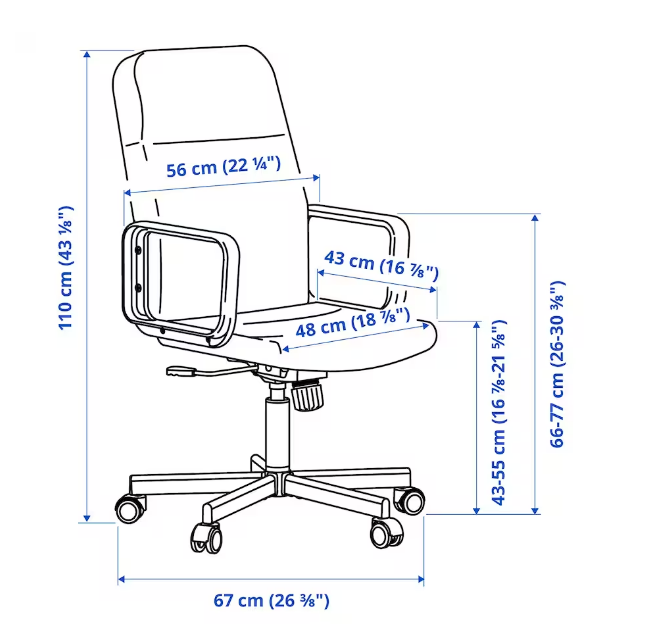 GHẾ XOAY VĂN PHÒNG RENBERGET IKEA - ĐEN