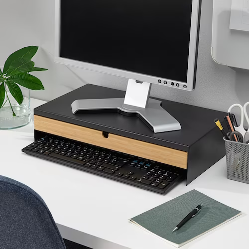 GIÁ ĐỠ MÀN HÌNH CÓ NGĂN KÉO ELLOVEN IKEA - XÁM ĐEN