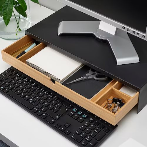 GIÁ ĐỠ MÀN HÌNH CÓ NGĂN KÉO ELLOVEN IKEA - XÁM ĐEN