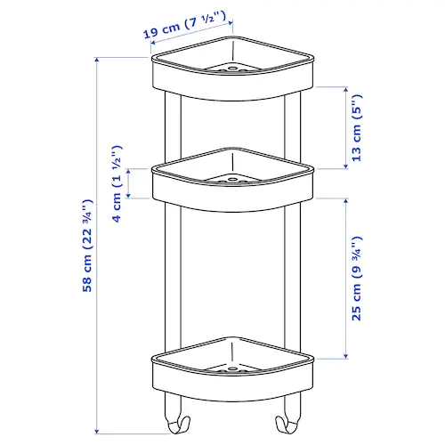 GIÁ GÓC 3 TẦNG ĐỰNG ĐỒ NHÀ TẮM BROGRUND IKEA 19x58 cm