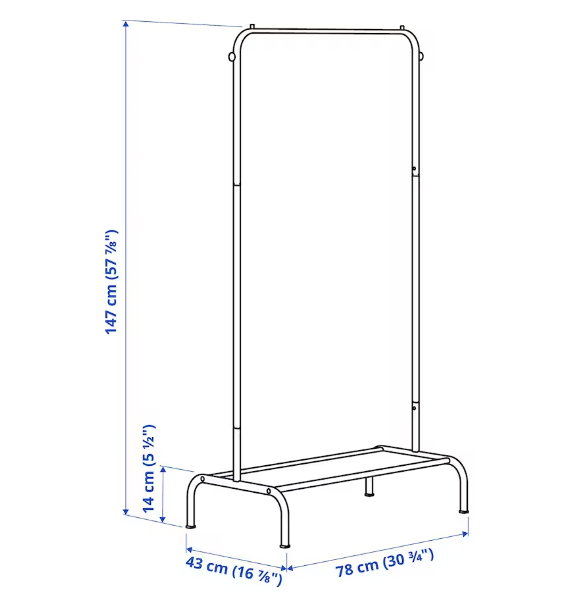 GIÁ TREO QUẦN ÁO BRUKSVARA IKEA - TRẮNG 78x147 c m