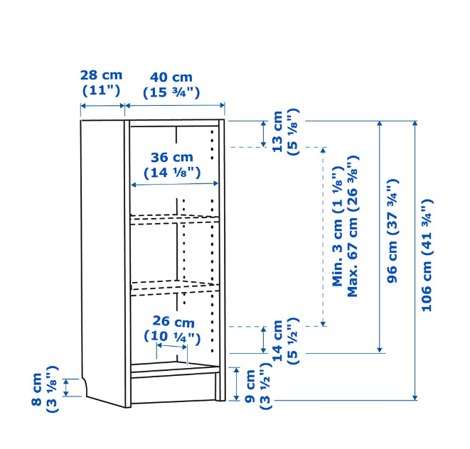 GIÁ SÁCH NÔNG BILLY IKEA - NÂU 40x28x106 cm