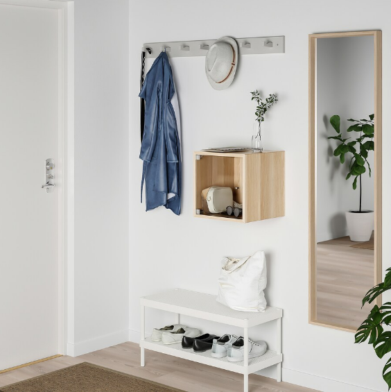 GIÁ VUÔNG TREO TƯỜNG CÓ CỬA KÍNH EKET IKEA - MÀU SỒI 35x35x35 cm