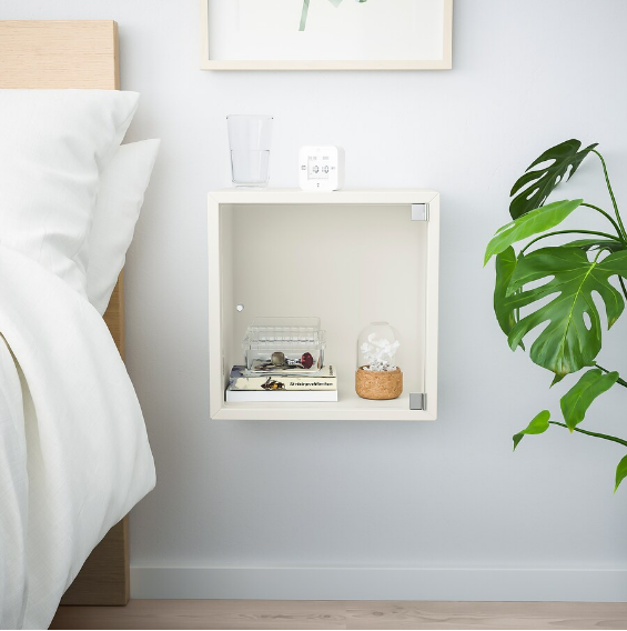 GIÁ VUÔNG TREO TƯỜNG CÓ CỬA KÍNH EKET IKEA - TRẮNG 35x25x35 cm