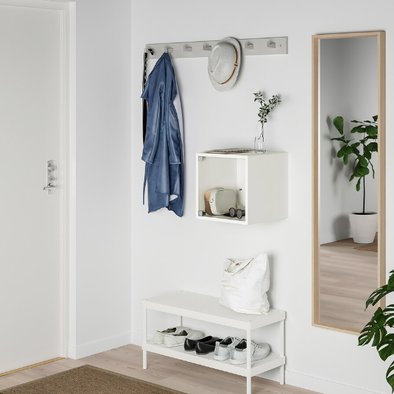 GIÁ VUÔNG TREO TƯỜNG CÓ CỬA KÍNH EKET IKEA - TRẮNG 35x35x35 cm